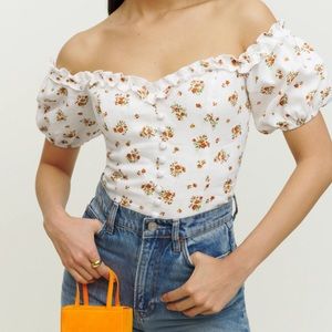 Reformation floral linen top NWT